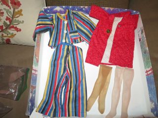Vintage Doll Clothes Quilted Robe - Pj - Nylon Socks - Similar 19” Uneeda Dollikin