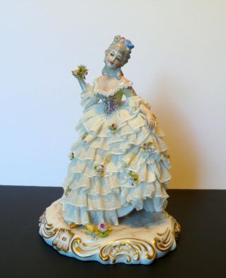 Capodimonte Dresden Lace Porcelain Lady Figurine 2