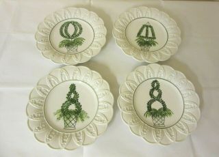 Set Of 4 San Marco Italian Topiary Plates With Raised Design,  Cat Rescue