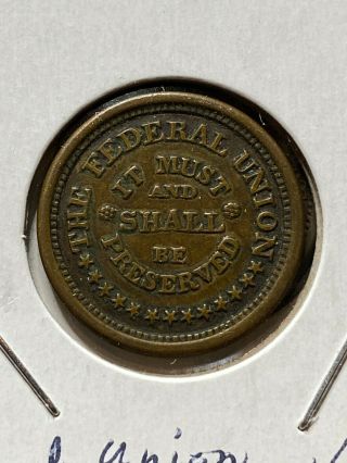 Civil War Token Patriotic The Federal Union.  /army & Navy 221/324 Xf