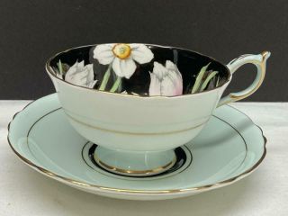 Paragon Daffodil & Tulip On Black Tea Cup And Saucer Set