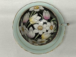 Paragon Daffodil & Tulip on Black Tea Cup and Saucer Set 2