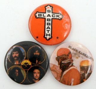 Black Sabbath Badges 3 X Vintage Black Sabbath Pin Badges Metal