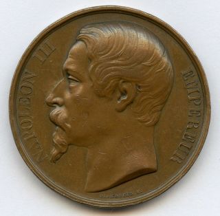 France Napoleon Iii School Of Drawing 1862 Bronze Medal 37mm 20gr