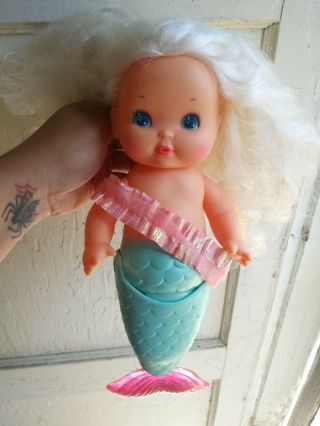 Vintage Sweet Sea Mermaid Doll Bath Toy By Tomy 1980’s 80s Curly Hair 1985