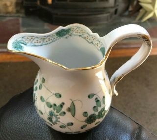 Vintage Meissen Porcelain Pitcher / Creamer With Painted Flowers And Gilt Edging