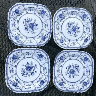 Set of 16 Johnson Bros INDIES BLUE 8 Square Salad Plates 7 - 1/2 