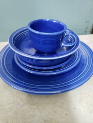 Vintage Fiestaware Sapphire 5 Pc Place Setting Limited Edition 1996 - 1997