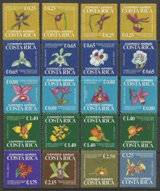 Costa Rica 1975 Central American Orchids Exhibition Set Of 20 Mnh.