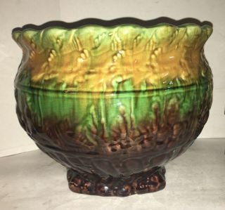 Art Pottery Blended Majolica Glazed Victorian Antique Jardiniere Vase