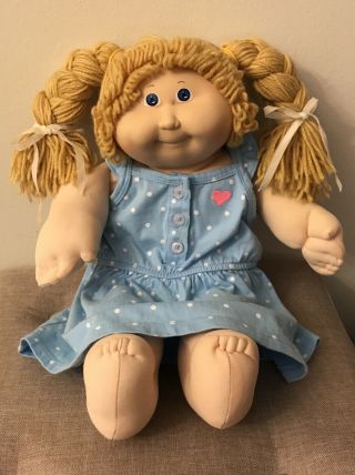 Vintage Cabbage Patch Kid 16” Cpk Doll Butterscotch Hair Blue Eyes 1984