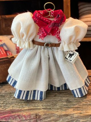 Vintage Miniature Dollhouse Artisan Little Girl Country Western Display Dress