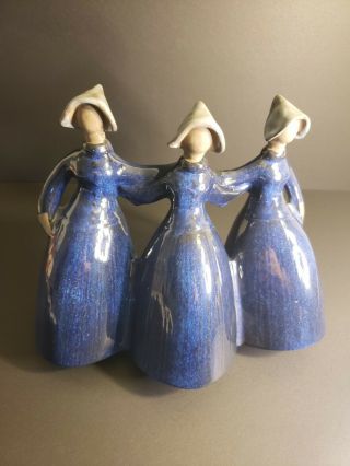 Jie Gantofta Sweden Design Elsi Bourelius 3 Women Ceramic Figurines Blue Ladies