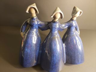 Jie Gantofta Sweden Design Elsi Bourelius 3 Women Ceramic Figurines Blue Ladies 2