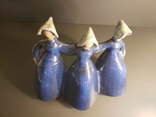 Jie Gantofta Sweden Design Elsi Bourelius 3 Women Ceramic Figurines Blue Ladies 3