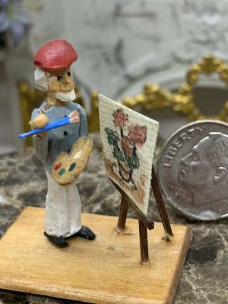Artisan Gillick Vintage Dollhouse Miniature Micro Mini French Painter In Beret