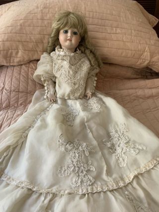 Antique Victorian Silk & Lace Child Dress For Large Jumeau,  Bru Or German Doll