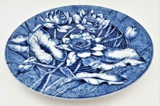 Wedgwood,  England Water - Lilly Lily Flow Blue Transferware,  Dinner Plate,  10 1/4 "