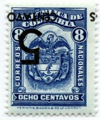 Colombia - Coat Of Arms - 5c Inverted Surcharge Error - 1937 - Sc 453a Rrr