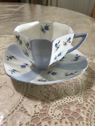 Fabulous Vintage Shelley Queen Anne Charm Blue Floral Tea Cup & Saucer