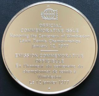 1977 Sterling Silver Medal Honoring the Centenary of Wimbledon Tennis 2