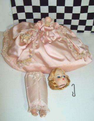 10 " Vintage Madame Alexander Jenny Lind Doll Missing Left Arm,  1 Shoe,  Elastic