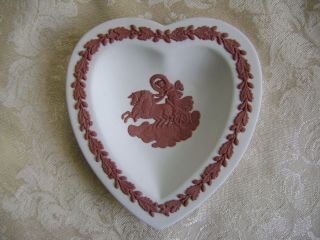 Wedgwood Terra Cotta On White Jasperware Heart Shaped Pin Dish