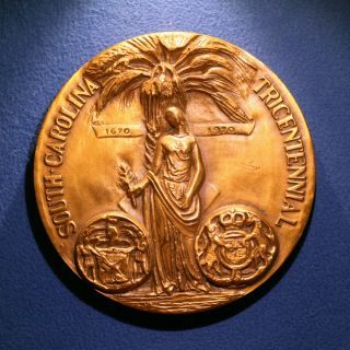 Large Bronze Medallion - South Carolina Tricentennial,  1670 - 1970,  Medallic Art Co