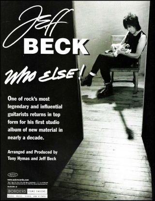 Jeff Beck Who Else 1999 Sony Album Ad 8 X 11 B/w Advertisement Print
