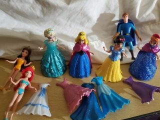 Polly Pocket 6 Disney Princess Magic Clip Magiclip Dolls,  4 Dresses Prince