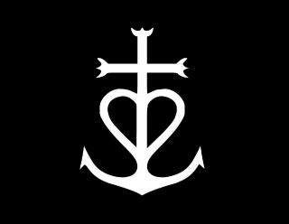 Camargue Cross Emblem Window Decal White 4x3 Faith Hope Charity Anchor Heart