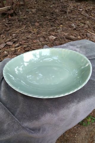 Simon Pearce Pottery Large 14 " Oval Bowl Crackle Celadon Green