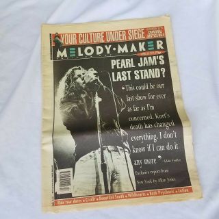 Pearl Jam Melody Maker Uk 1994 Newspaper 1990 