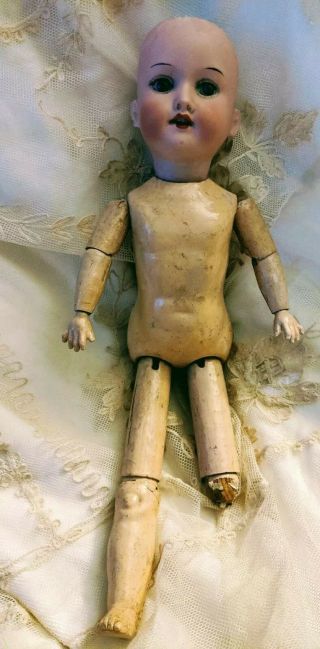 Antique Bisque Head Doll Composition Body 15 " A M.  D.  Our.  G.  M.  246/2.  390xm