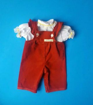 Vintage Cabbage Patch Doll Red Corduroy Overalls & White Blouse Clothes Cpk