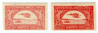 Colombia - Scadta - Seaplane Over River - 30c Pair - Two Shades - Sc C15 - 1921