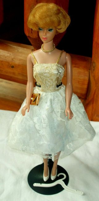 Vintage Barbie & Friends Clone Style Gold Lame & Lace Dress W/ Accessories Wow