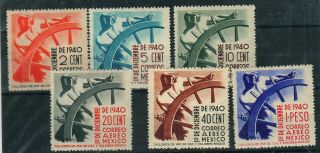 421 Mexico Sc 764 - 766,  C114 - C116 Variety Point At Helm Mnh 1940 Man At Helm.