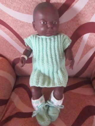 Vintage Black Old Baby Born Anatomically Correct Boy Doll Netta