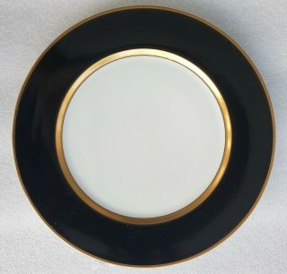 Fitz & Floyd Renaissance Black On White Gold Trim Band Service Plate Charger 12 "