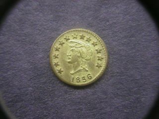 1856 California Gold Liberty Head Round 1/2 Dollar Token/coin: Bear On Back