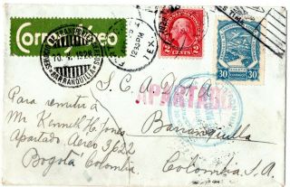 Usa - Colombia - Scadta 30c Cover - Mixed Franking - Fort Worth - 1928 Rrr