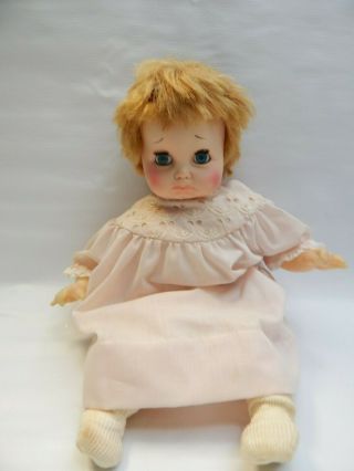 Vintage Eegee Goldberger Doll Sad Faced Baby Doll Sleepy Eyes Pouty Crying OOAk 2