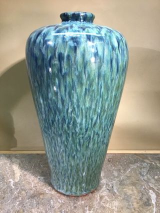 Vtg Art Deco Studio Art Pottery Floor Vase 17 Inches Tall With Multicolor Glaze