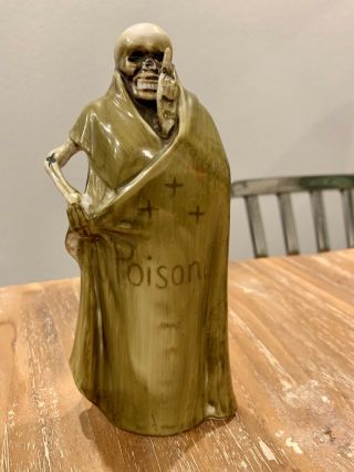 Vintage Skeleton Poison Bottle - Grim Reaper Sake Decanter Japan - Halloween