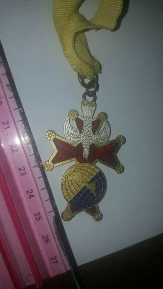 Vintage Knights Of Columbus " Faithful Purser " Medal Emblem Ribbon Look