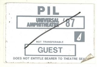 Rare Public Image Limited 12/3/87 Los Angeles Ca Backstage Pass Pil Sex Pistols