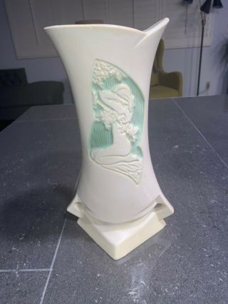 Roseville Silhouette Nude Ivory Vase,  787 - 10 " - Small Hairline Crack