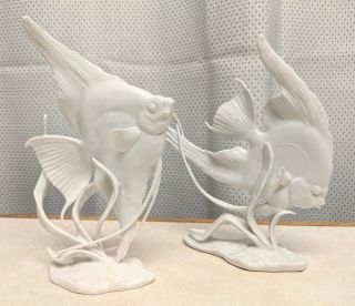 2 Vtg Rosenthal White Angel Fish Porcelain Figurine Signed F Heidenreich