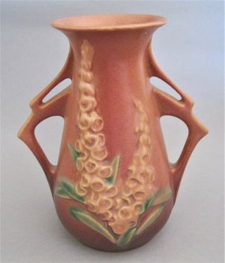 Vintage Roseville Art Deco Pottery Vase - Foxglove Pattern - Pink/multi - Color